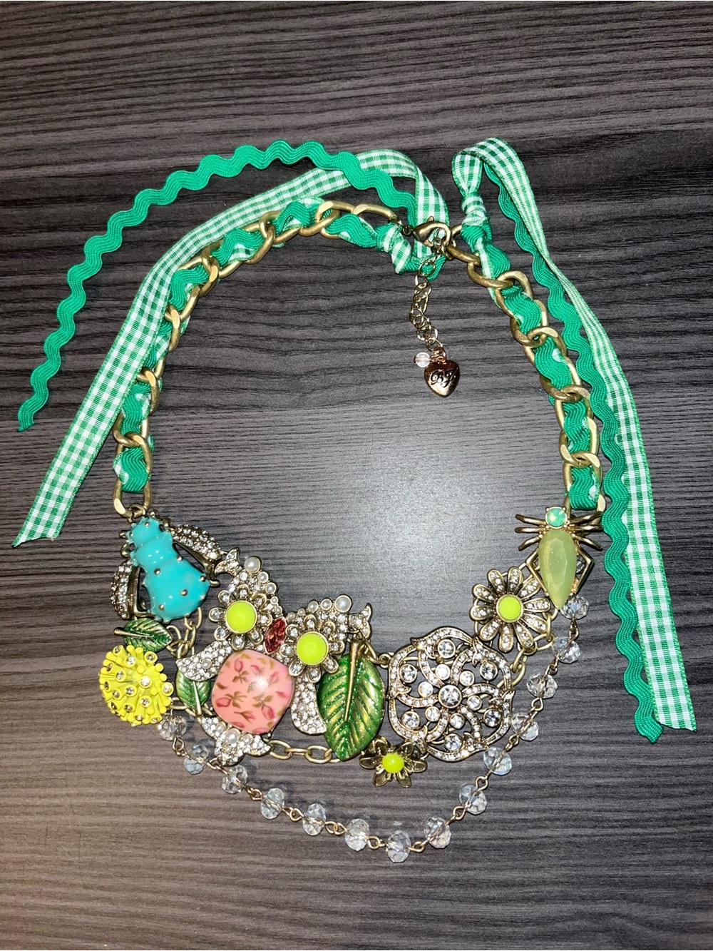 Vintage Betsey Johnson UV Glowing Jelly Belly Owl Necklace & Earrings